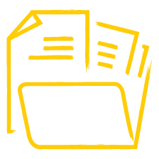 folder with multiple documents yellow icon