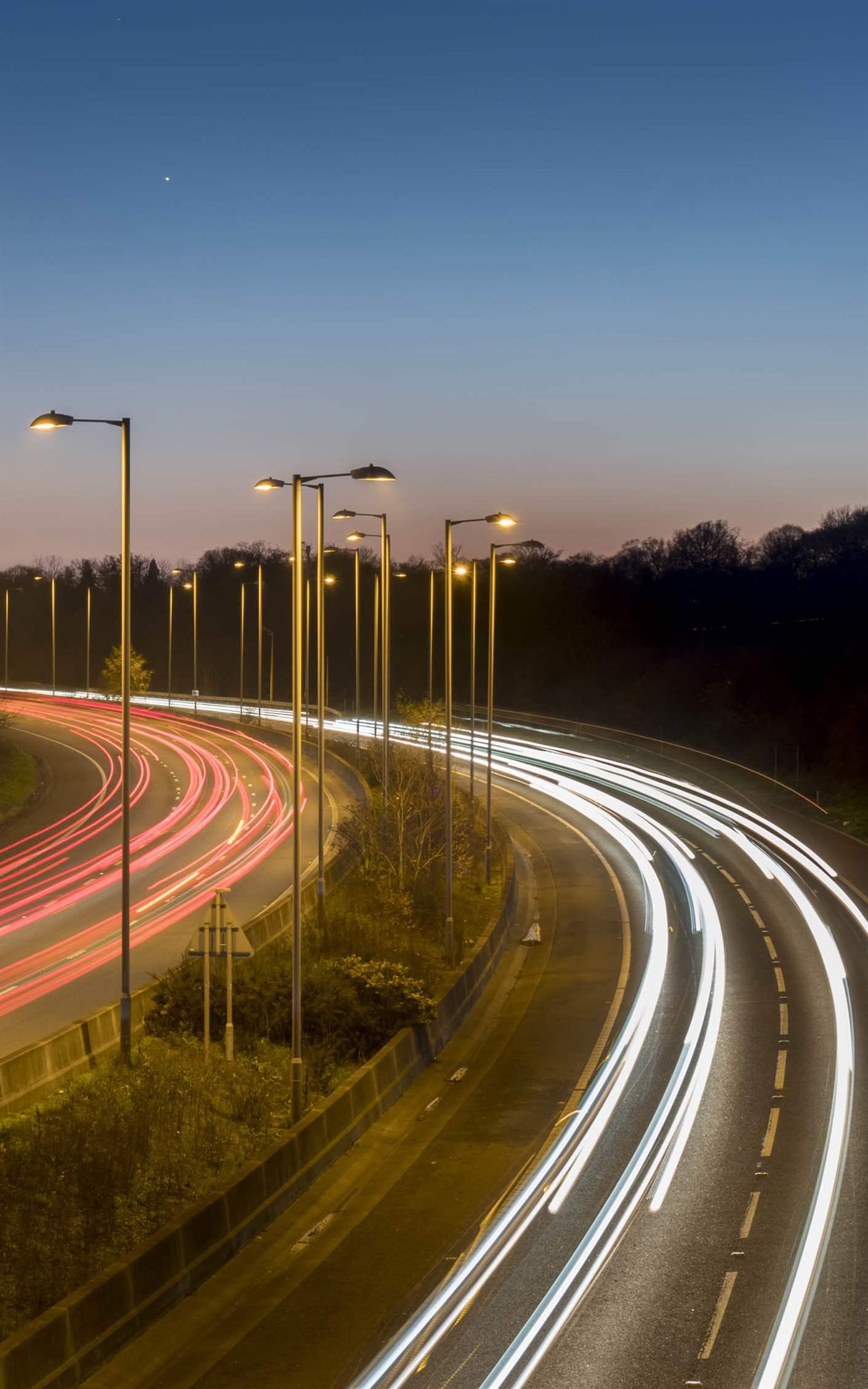 UK, England, Motorway A3 dusk