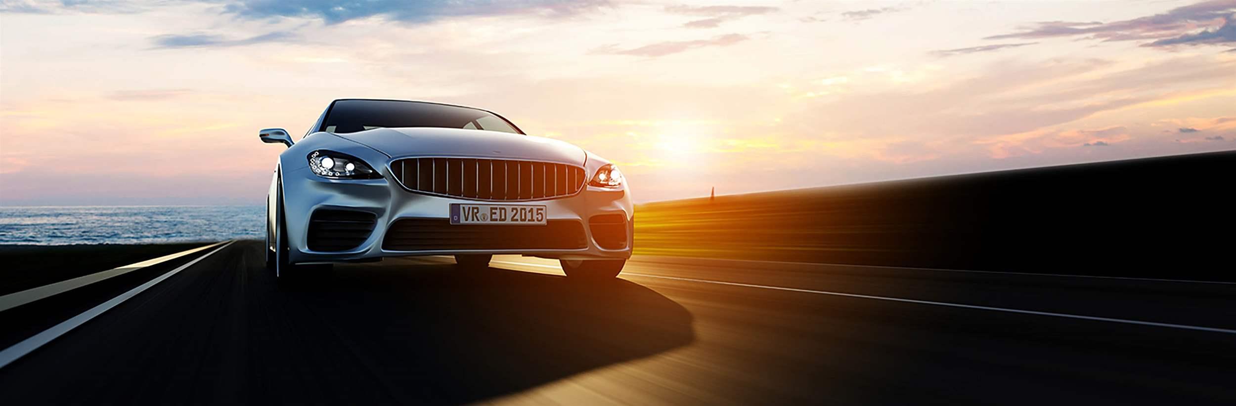 view from side of fast moving car, motion blur,  3D, car of my own design.