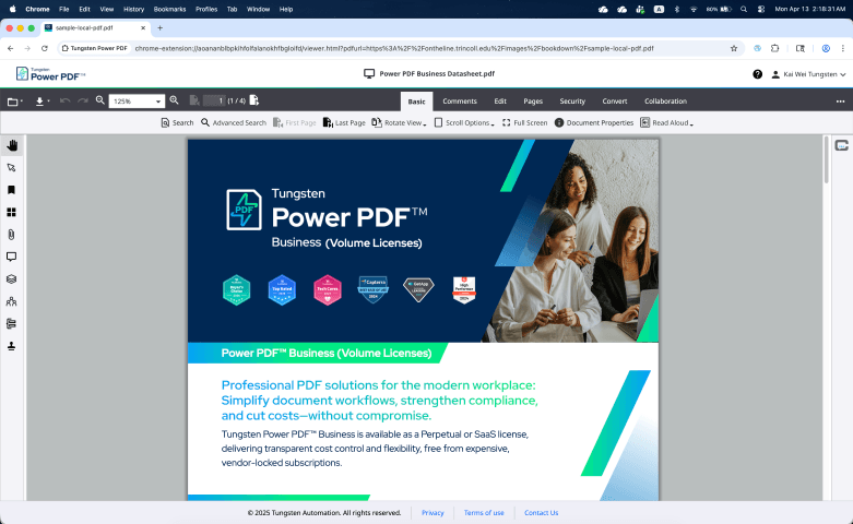 Screenshot of Power PDF Cloud Editor interface