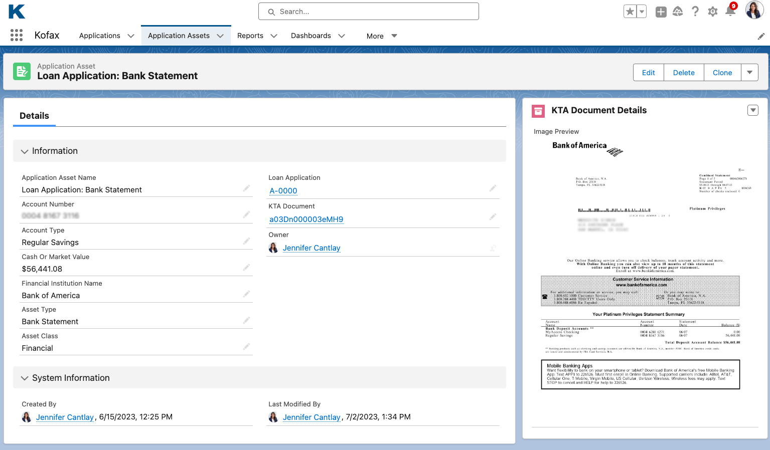 Kofax Salesforce Connector KTA Screen