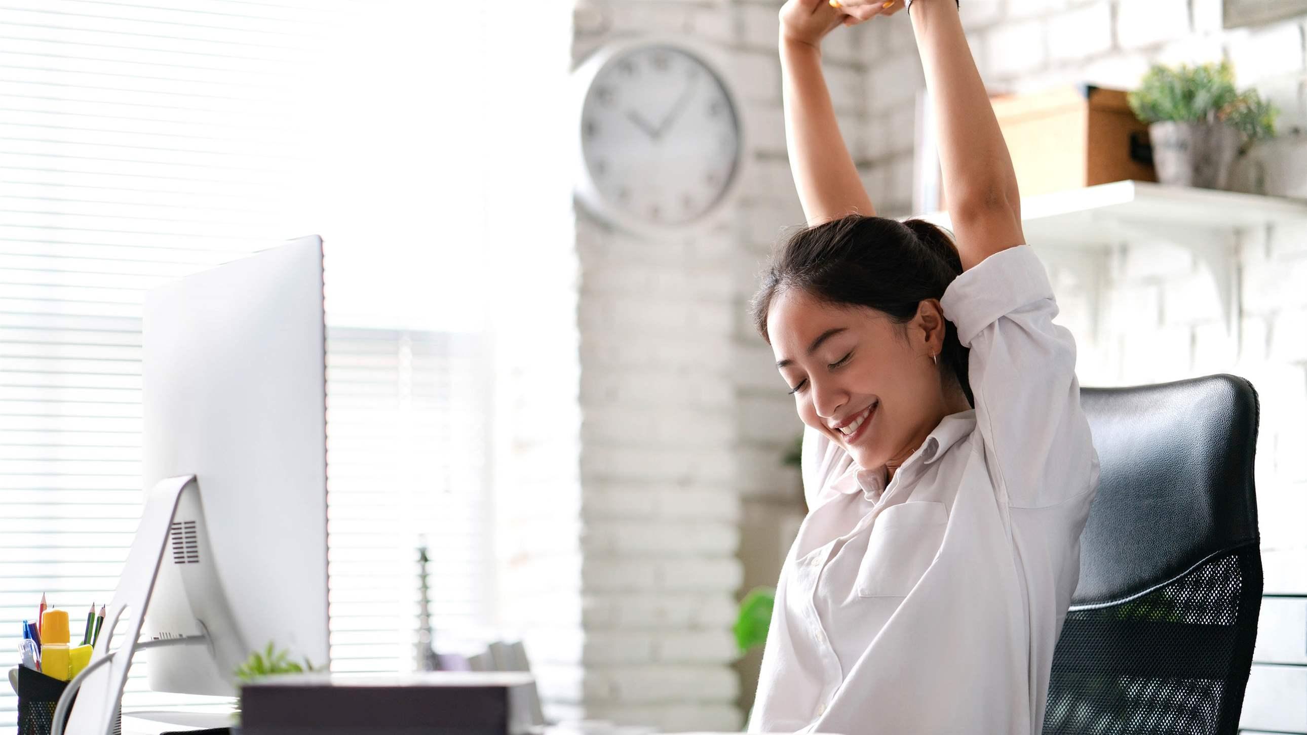 Businesswoman Relax from work. At the office